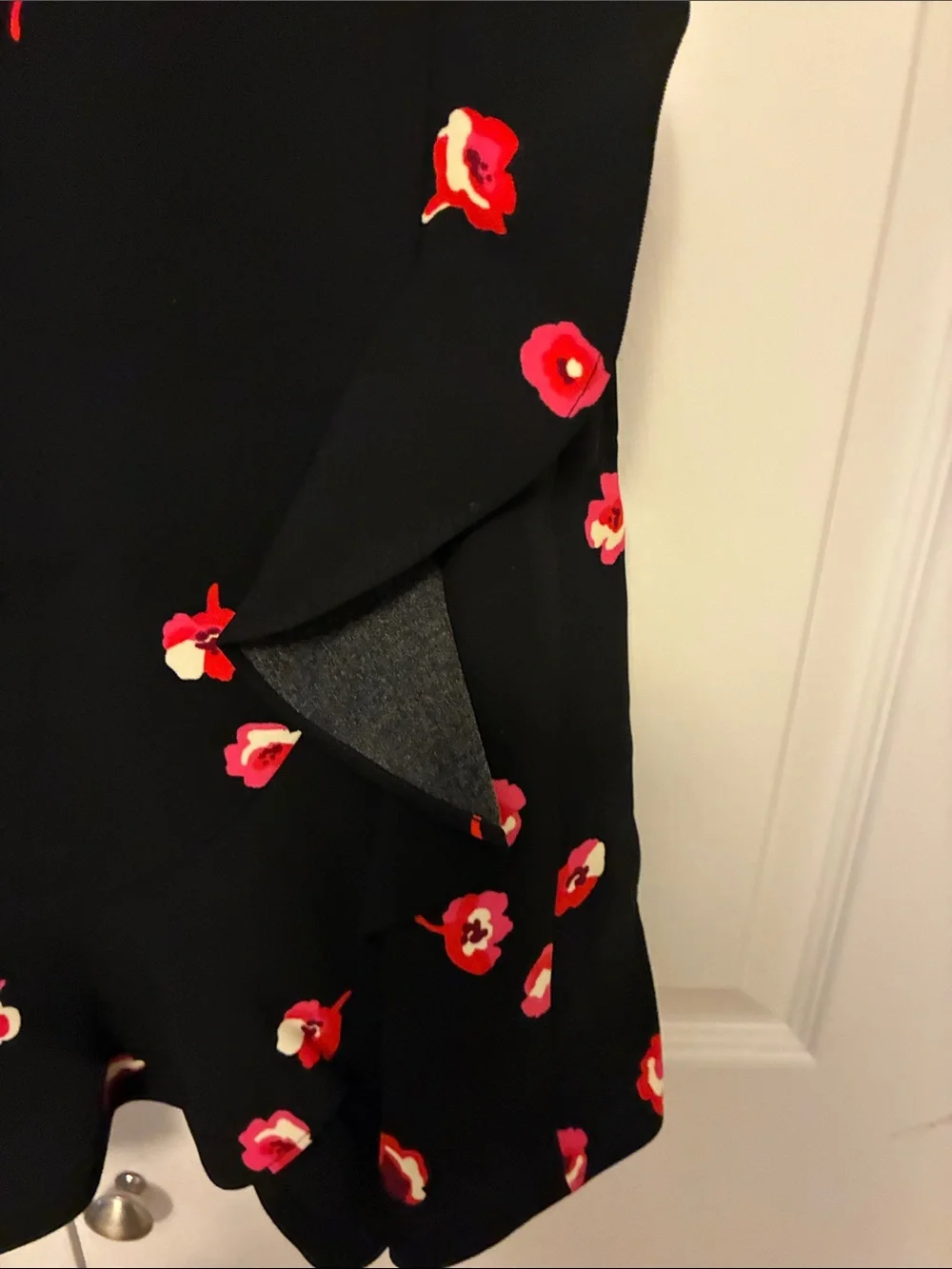 kate spade Black Dress with Red Floral Print and Peter Pan Collar